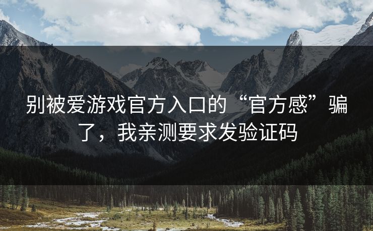别被爱游戏官方入口的“官方感”骗了，我亲测要求发验证码