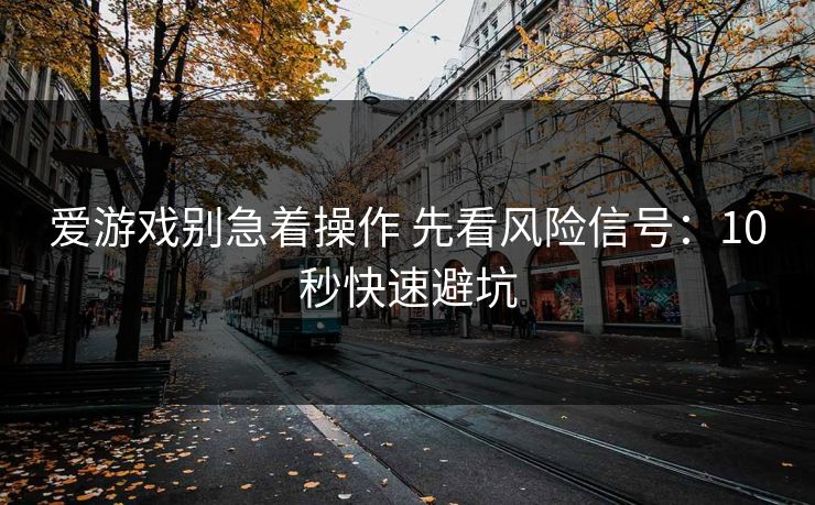 爱游戏别急着操作 先看风险信号：10秒快速避坑