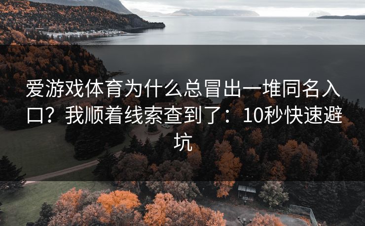 爱游戏体育为什么总冒出一堆同名入口？我顺着线索查到了：10秒快速避坑